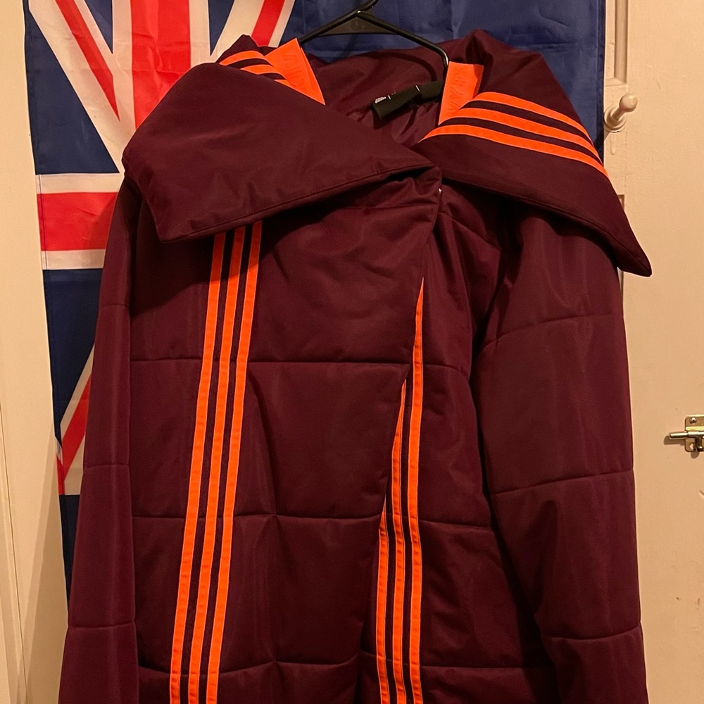 Ivy Park Adidas Asymmetrical Puffer Jacket Maroon/Orange Small